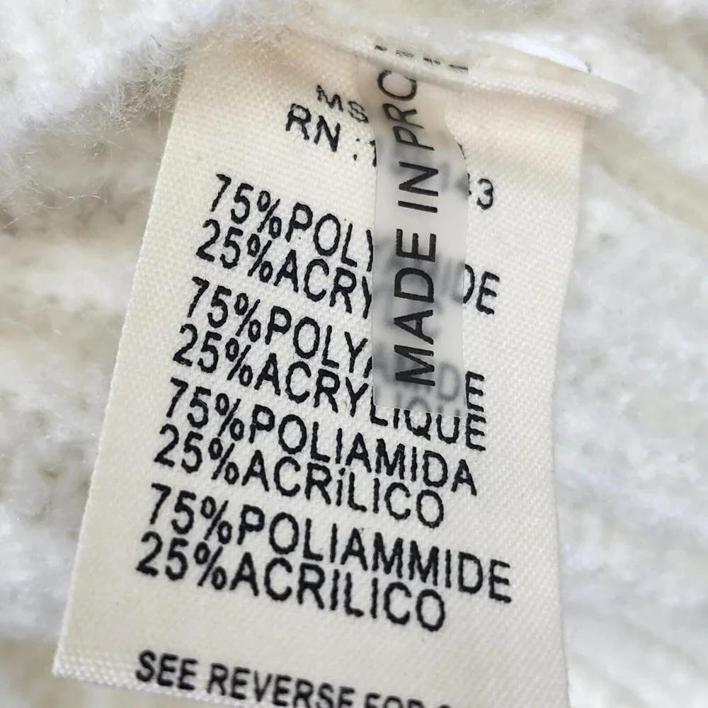 FRNCH‎ Women's Back Bow Tie Cable Knit Long Sleeve Cream Size S NWT